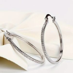 SILVER PLATED EMBELLISHED HOOP EARRINGS